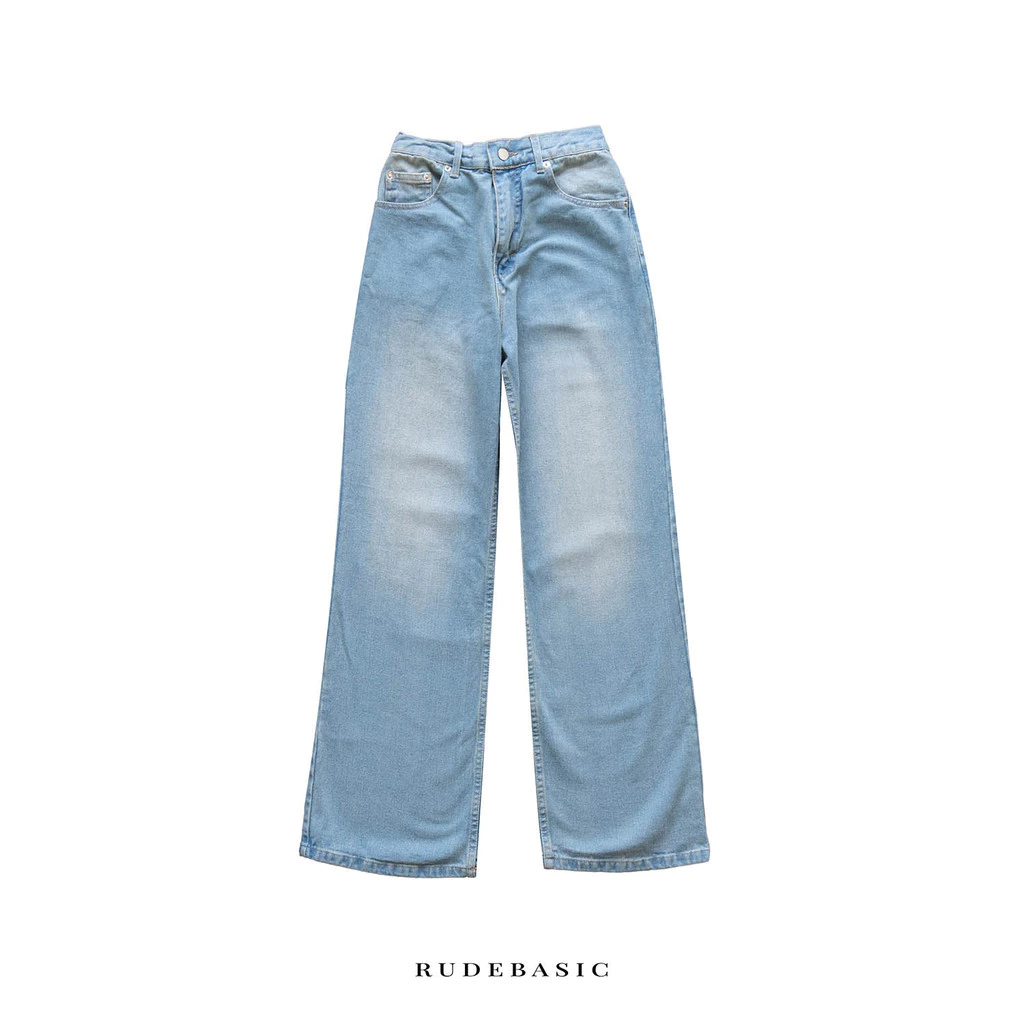 Light Blue Monogram Semi Flare Jeans